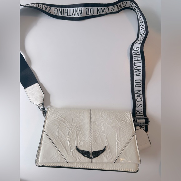 Zadig & Voltaire - Lolita Patent Satchel in Blanc inside pink - Picture 1 of 4